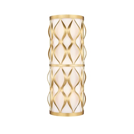 Z-Lite Harden Wall Sconce, 3-Light, 8 In.W x 4.5 In.L x 22.5 In.H, Modern Gold/White 1948-3S-MGLD